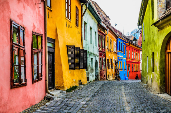 Schäßburg Rumänien bunte Häuser