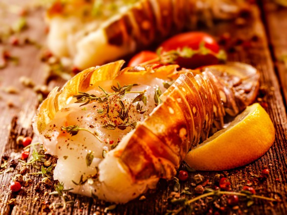 Raw Lobster Tails Seasoned for the Grill -Photographed on Hasselblad H3D2-39mb Camera