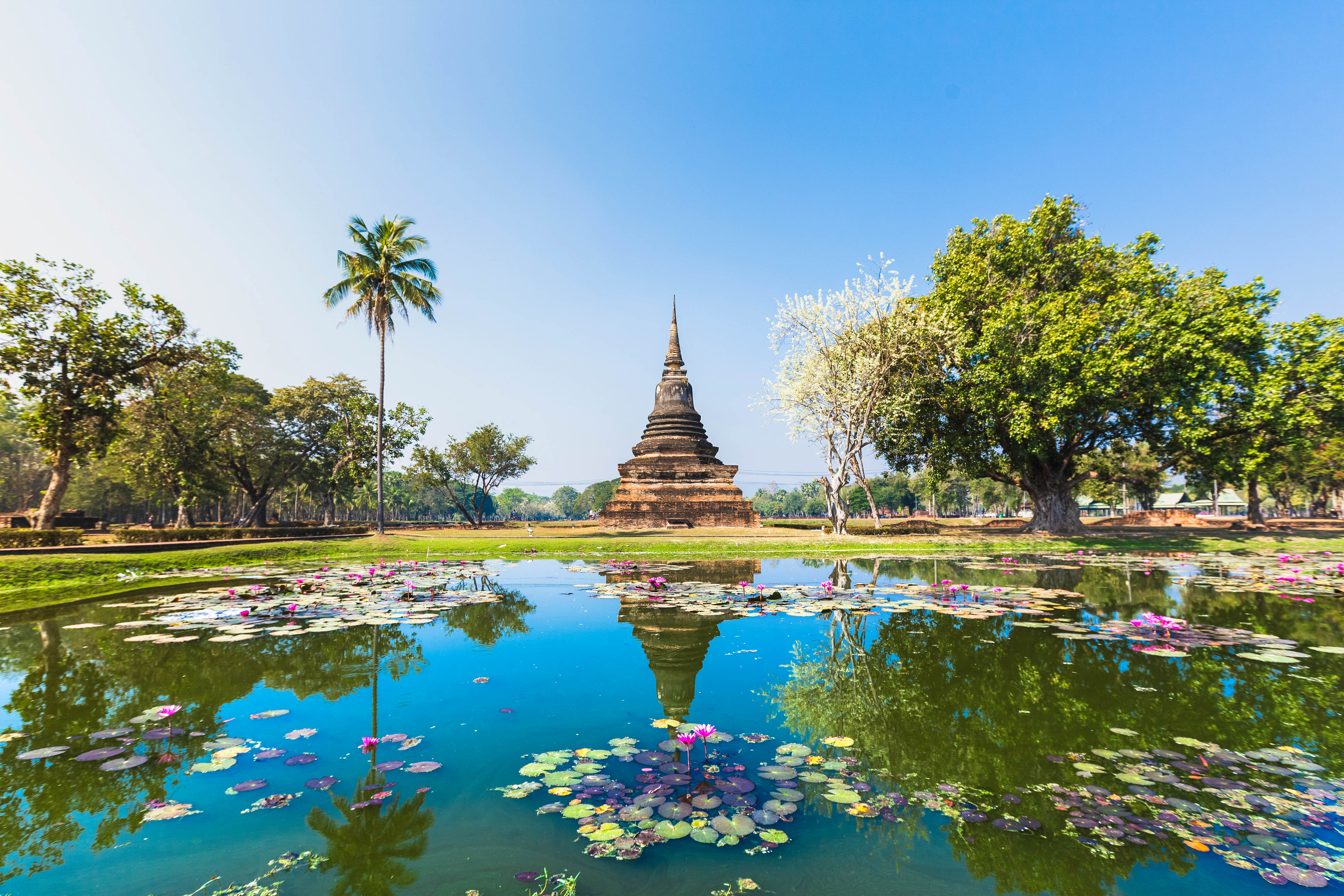 Wat Mahathat, view of Stupa in Sukhothai temple
