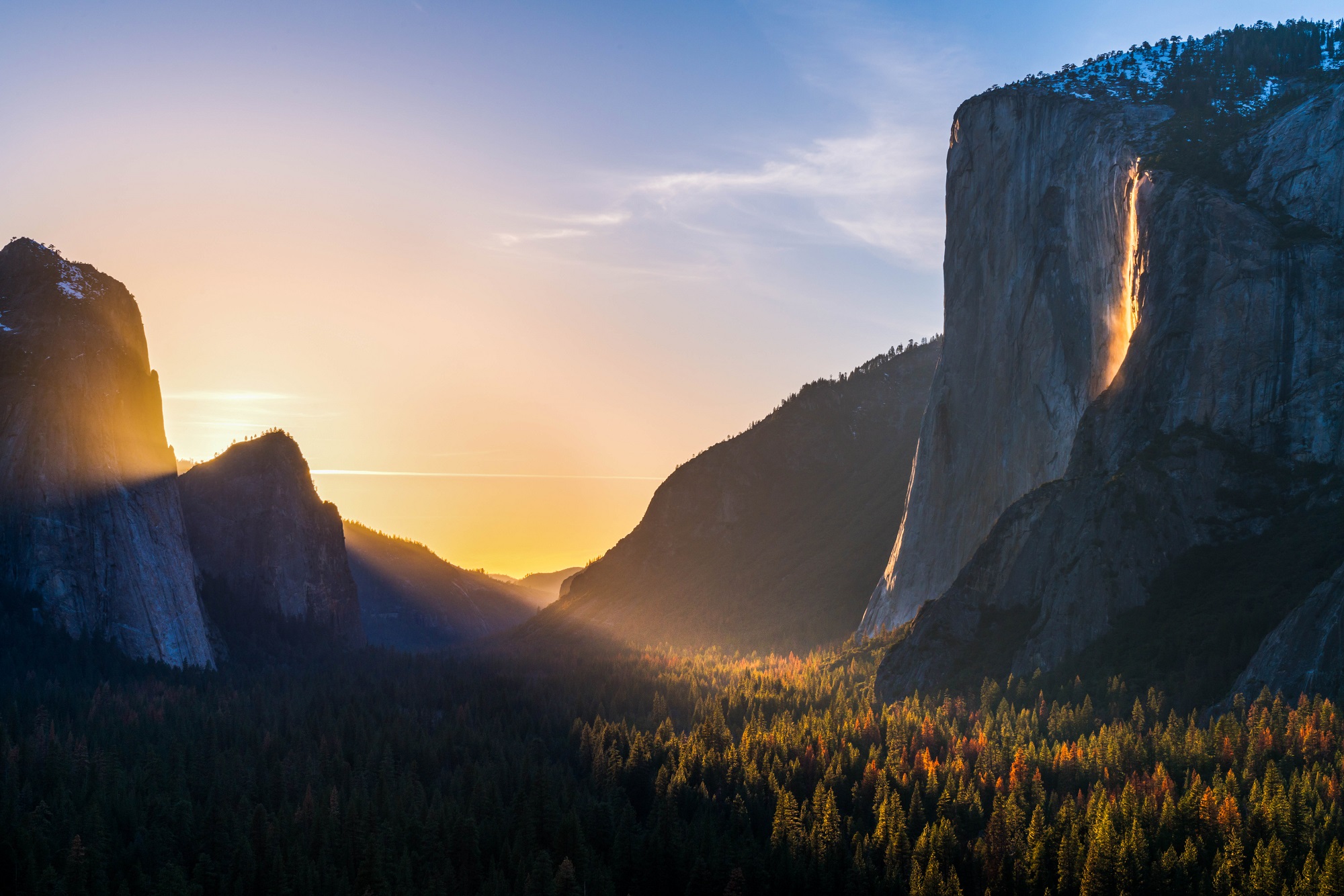 Fire Falls Horstail Falls Yosemite Park USA